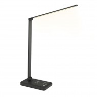 Multifunktionale LED-Schreibtischlampe in Schwarz mit USB-Ladefunktion und kabellosem Laden
